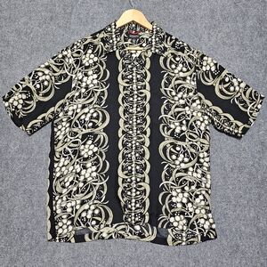 Vintage Reunion Menswear Silk Shirt Tropical Hawaiian Floral Blossom Beach